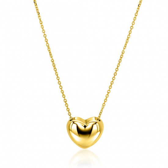ZINZI gold plated zilveren ketting met luxe groot hart (15mm) 40-45 cm ZIC2672G