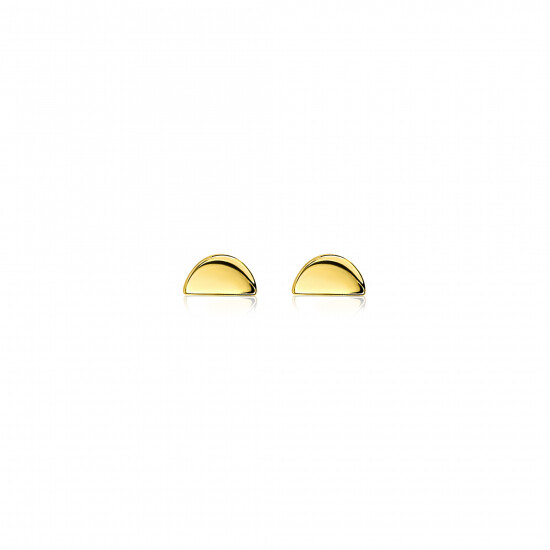 ZINZI zilveren oorknoppen geel verguld glad halve maan 6mm ZIO1379G