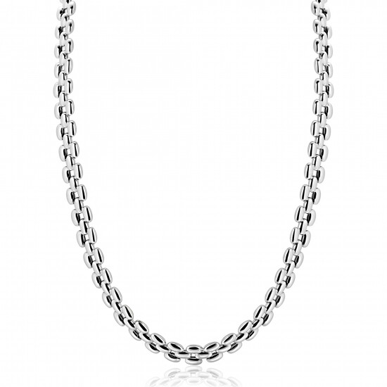 ZINZI zilveren brede rolex-style schakel-collier 8mm breed 43cm ZIC2764