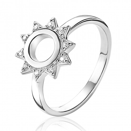 ZINZI zilveren ring open zon wit 12mm ZIR1899C