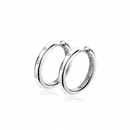ZINZI zilveren luxe oorringen wit 16x2,5mm ZIO1683