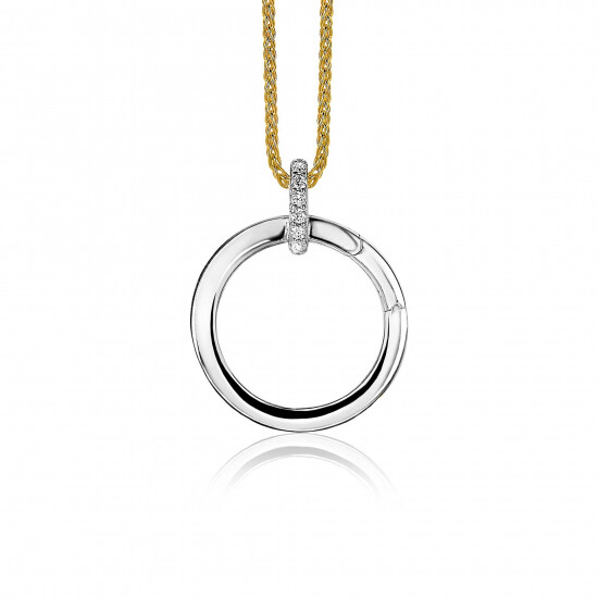 ZINZI zilveren ronde hanger 21mm met sluitring wit ZIH2061 (zonder collier)