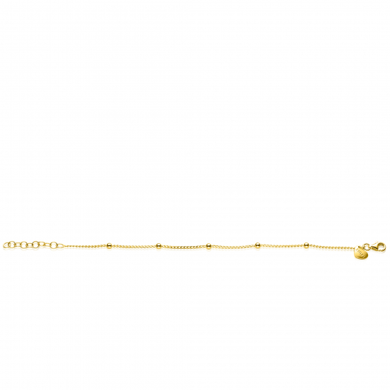 ZINZI gold plated zilveren gourmet schakelarmband met vijf glanzende bolletjes (3mm breed) ZIA2714G