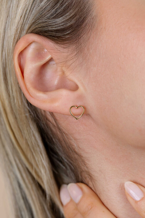 ZINZI zilveren oorknoppen 14K geelverguld open hart 8mm ZIO1630G