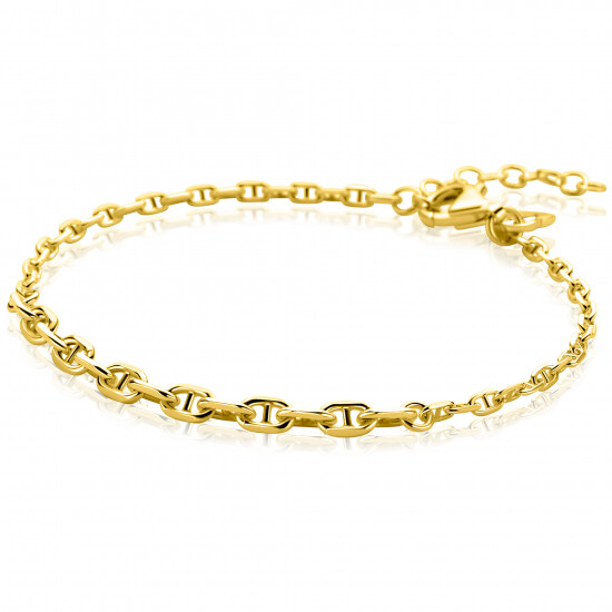ZINZI gold plated zilveren armband met aflopende marine-schakels (3,8mm breed) 17–20cm ZIA2762G