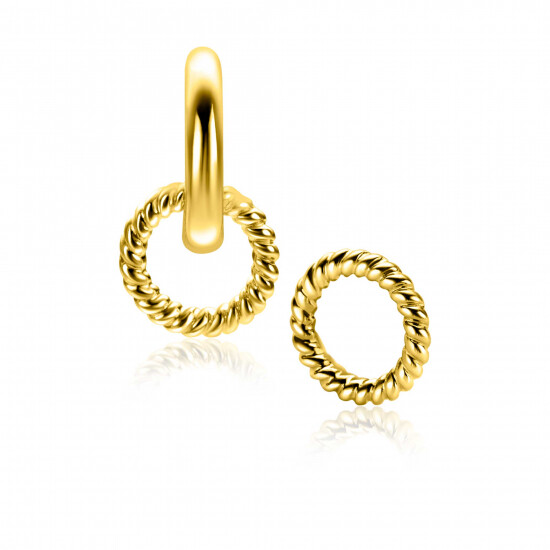 9,5mm ZINZI gold plated zilveren oorbedels ronde vorm met touweffect ZICH2594G (zonder oorringen)