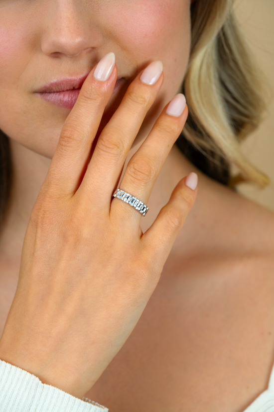 ZINZI zilveren ring (5mm breed) rolex-style schakel glanzend en satiné ZIR2736