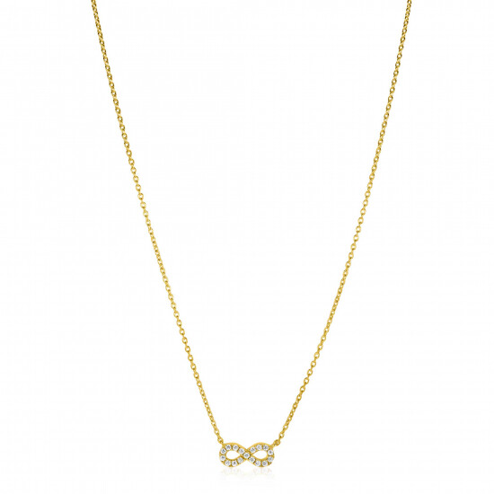 ZINZI gold plated zilveren ketting met Infinity teken, vol bezet met witte zirconia's 42-45cm ZIC2597Y