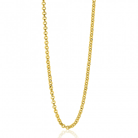90cm ZINZI zilveren jasseron ketting geel verguld ZILC-J90G