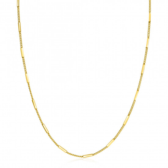 ZINZI gold plated zilveren gourmet ketting 45cm met staafjes 1,6mm breed ZIC2366G