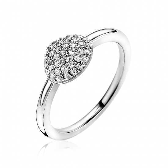 ZINZI zilveren ring driehoek wit ZIR1786C