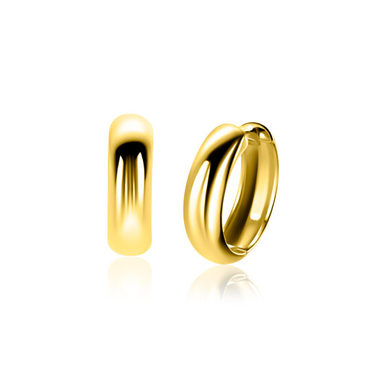 17mm ZINZI goldplated zilveren gladde oorringen met brede ronde buis 5mm met luxe klapsluiting ZIO2793G