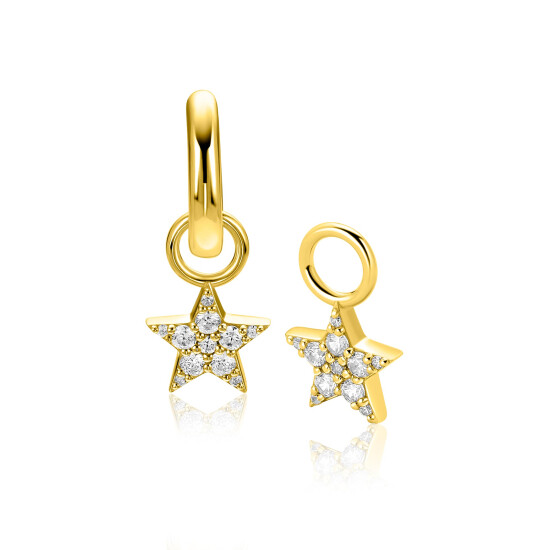 8,5mm ZINZI goldplated zilveren oorbedels fonkelende ster ZICH2138Y (zonder oorringen)