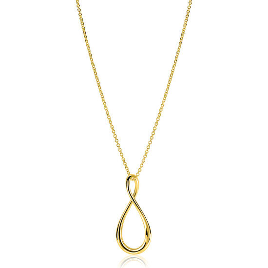 ZINZI goldplated zilveren ketting 60cm met grote gestileerde Infinity-hanger 52mm ZIC2675G