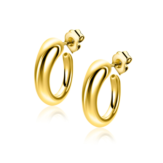 21mm ZINZI goldplated zilveren oorringen met een bolle aflopende vorm en met poussette ZIO2788G