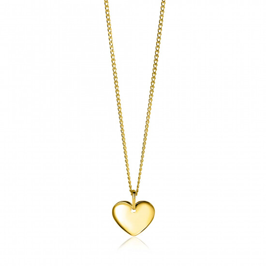 15mm ZINZI gold plated zilveren hanger glad hart voor gravure ZIH2346G15 (zonder collier)