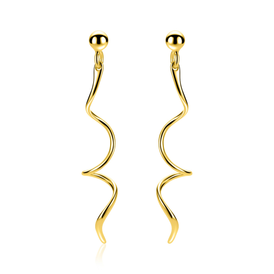 47mm ZINZI goldplated zilveren oorstekers met een speels golvend design ZIO2776G