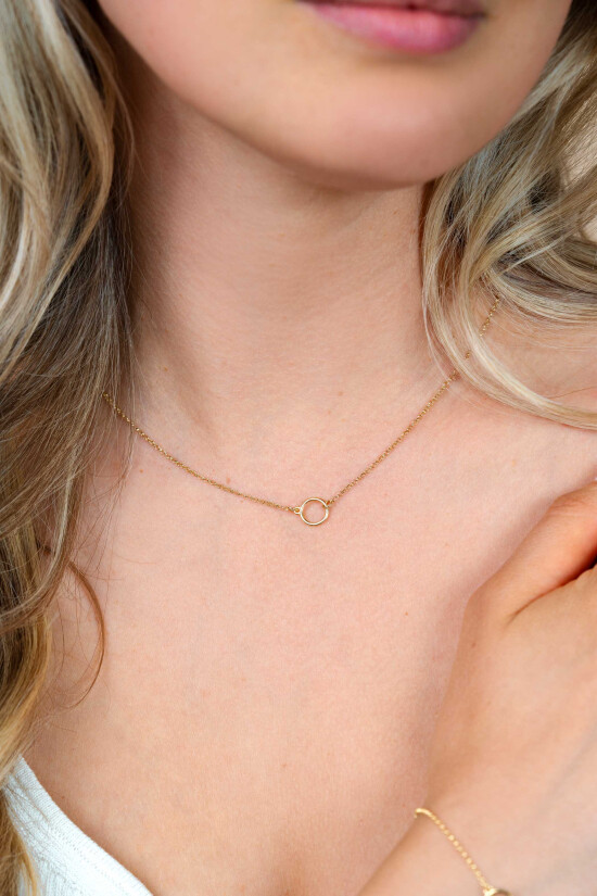 ZINZI gold plated zilveren ketting met open rondje 40-45cm ZIC2523G
