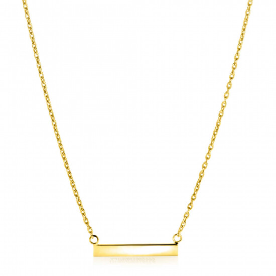 ZINZI gold plated zilveren ketting 45cm met glanzend plaatje om te graveren ZIC2344G