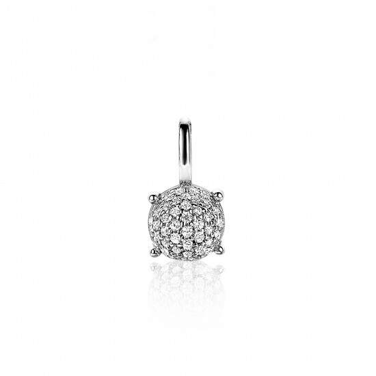 ZINZI zilveren hanger rond wit ZIH2074 (zonder collier)