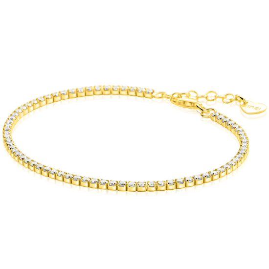 ZINZI gold plated zilveren tennis armband 2,1mm breed met rijzetting witte zirconia's ZIA2892