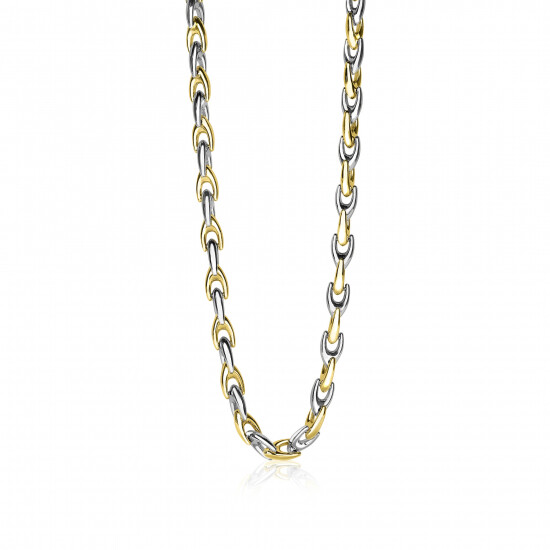 ZINZI zilveren schakelcollier geel verguld 6,4mm breed 45,5cm ZIC1641BG