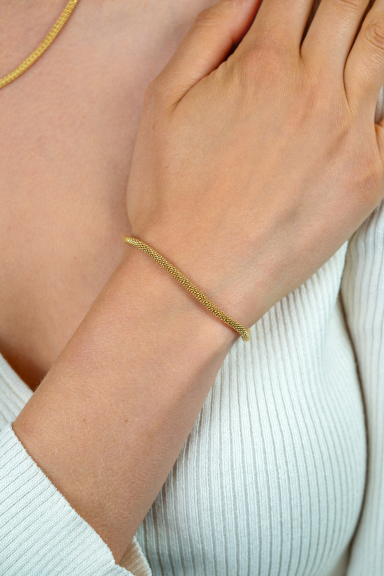 ZINZI gold plated zilveren popcorn armband 3mm breed 19cm ZIA2765G