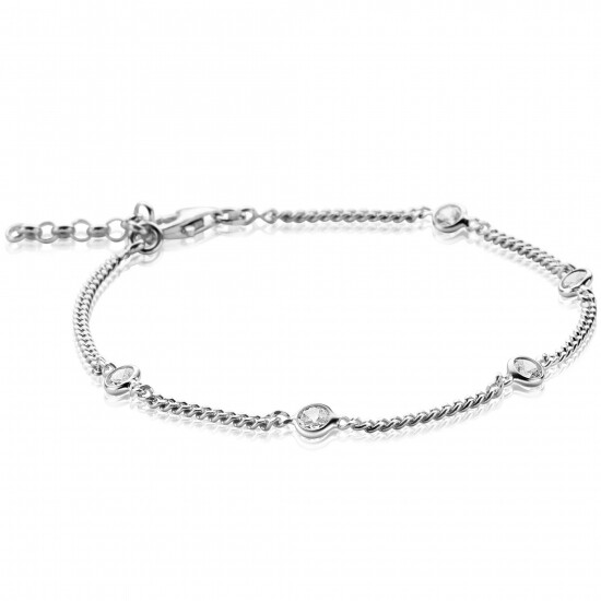 ZINZI zilveren armband gourmet schakel met witte ronde zirconia's ZIA2263