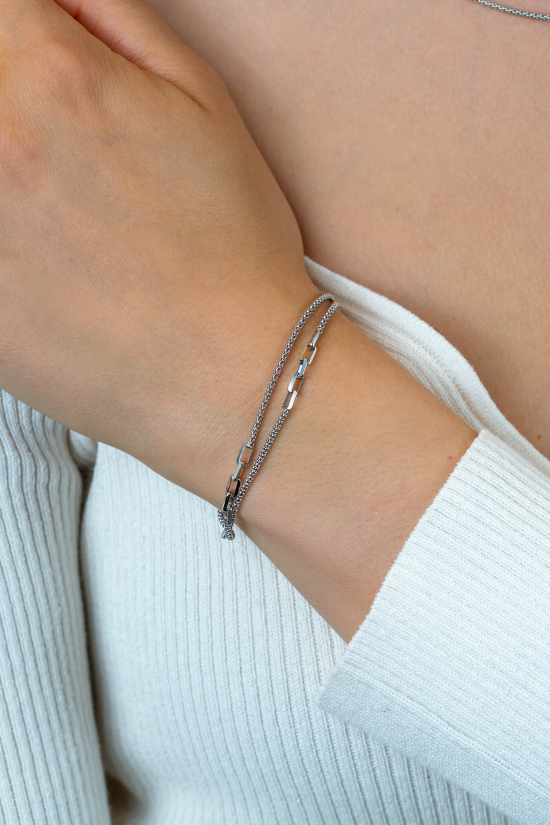 ZINZI zilveren multi-look armband (5,5mm breed) met popcornschakel en paperclip-schakels ZIA2709