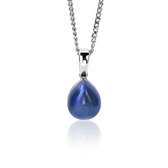 ZINZI zilveren hanger blauw peervorm 20mm ZIH1934B (zonder collier)