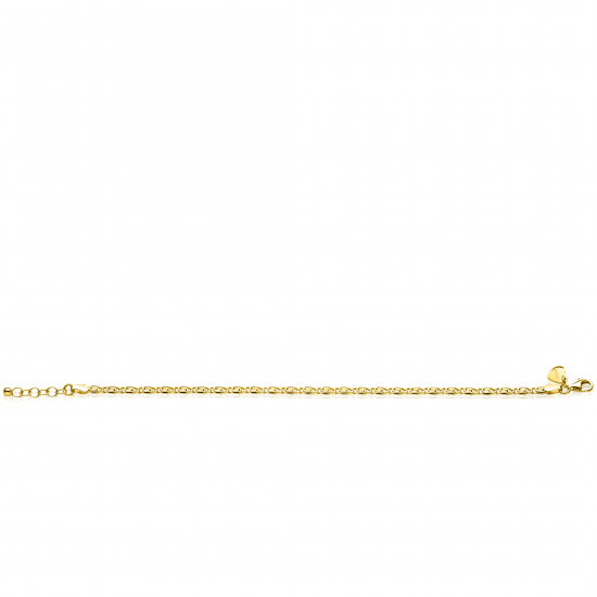 ZINZI gold plated zilveren scroll schakel armband (3mm breed) waarbij de schakels een dubbele krul/kronkeling maken 17-20cm ZIA2712G