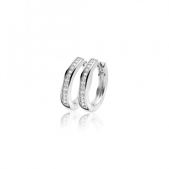 Zinzi zilveren oorringen 20 x 3mm witte zirconia's met luxe klapsluiting ZIO190Z

