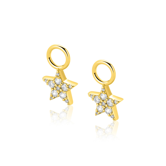 8,5mm ZINZI goldplated zilveren oorbedels fonkelende ster ZICH2138Y (zonder oorringen)