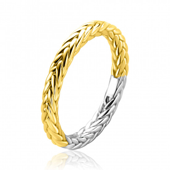 ZINZI gold plated zilveren ring met sierlijk gevlochten touweffect 2,6mm breed ZIR2553GC