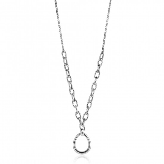ZINZI zilveren gourmet collier met grotere ovale schakels en grote ovale hanger 40-45cm ZIC2481