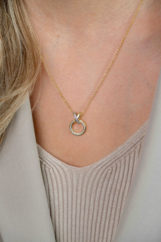 ZINZI gold plated zilveren ketting 42–45cm met X-vorm en luxe open rondje  ZIC1816Y