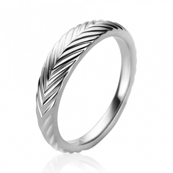 ZINZI zilveren ring (5mm breed) met veertjesmotief ZIR2644C