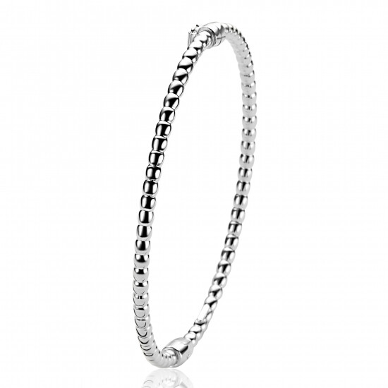 ZINZI zilveren bangle armband met bolletjes-motief 3mm en luxe scharniersluiting ZIA2755