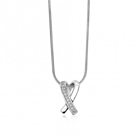 ZINZI zilveren hanger kruislings wit ZIH1625 (zonder collier)

