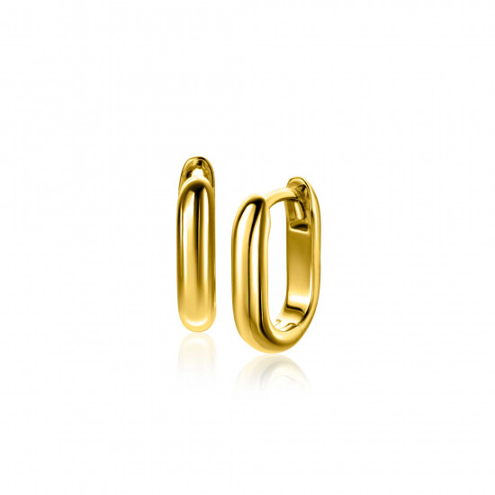 14,5mm ZINZI gold plated zilveren oorringen in ovale vorm met ronde buis 3mm breed ZIO2603G