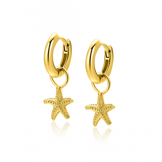 8mm ZINZI gold plated zilveren oorbedels zeester ZICH2731 (zonder oorringen)