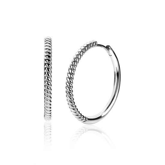 ZINZI zilveren oorringen gedraaid motief 25 x 2mm ZIO2129