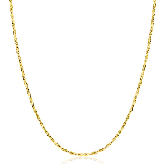 ZINZI gold plated zilveren organisch gedraaide schakel ketting (1,8mm breed) 42-45cm ZIC2843G