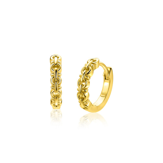15mm ZINZI goldplated zilveren oorringen met fantasie schakels, 3mm buisdikte en luxe klapsluiting ZIO2802