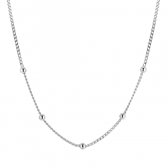 ZINZI zilveren gourmet ketting met vijf bolletjes 42–45cm ZIC2714