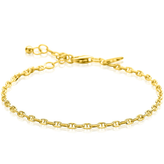 ZINZI gold plated zilveren marine schakel armband (2,3mm breed) 17-20cm ZIA2841G