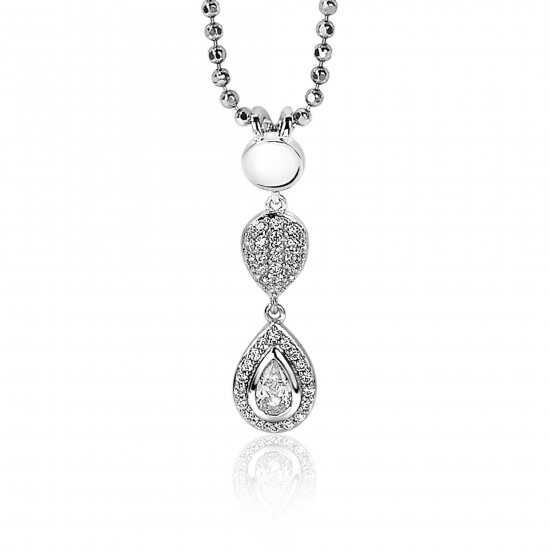 ZINZI zilveren hanger 26mm druppelvorm witte zirconia's ZIH1972
