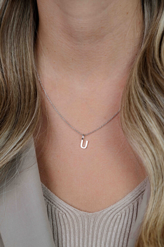 ZINZI zilveren letter hanger U ZIH2140U