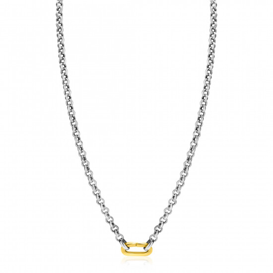 ZINZI zilveren jasseron ketting 42cm met ovale sluitring ZIC2377