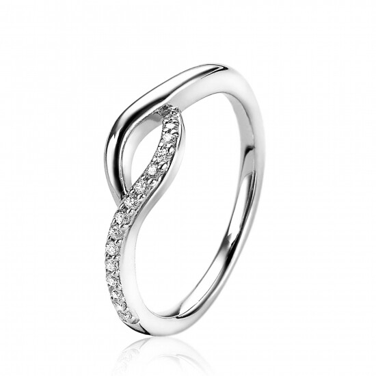ZINZI zilveren ring crossover witte zirconia's ZIR1971C